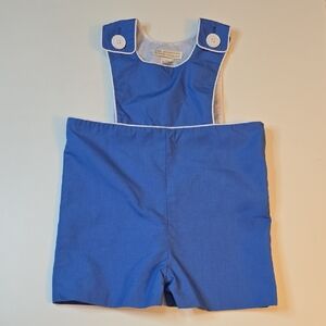 The Beaufort Bonnet Company Blue Pique Boys Shorts Romper with White Piping